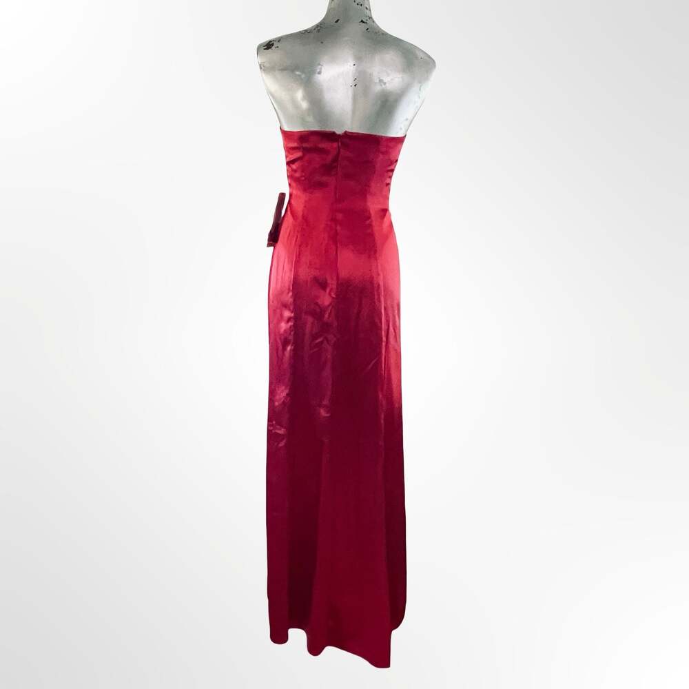 David's Bridal F44447 Watermelon Strapless Long Satin Evening Gown - Picture 4 of 7